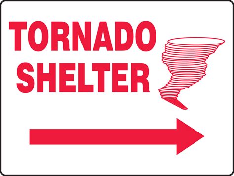 Tornado Shelter (Graphic And Right Arrow) Safety Sign MFEX518