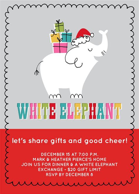 White Elephant Party Invite #whiteelephant #invitation | White elephant ...