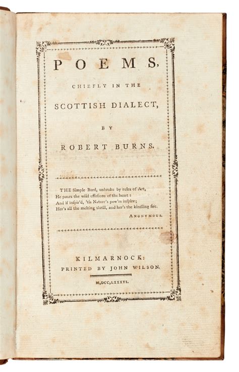 Robert Burns | Poems, chiefly in the Scottish dialect. Kilmarnock, 1786 ...