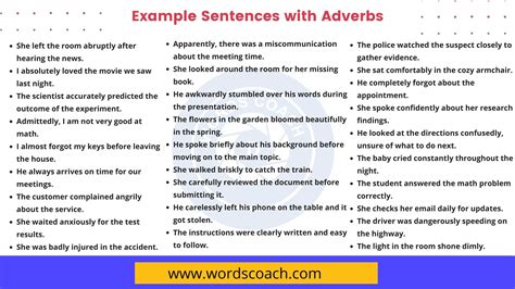 100+ Examples of Adverbs, Example Sentences with Adverbs - Word Coach