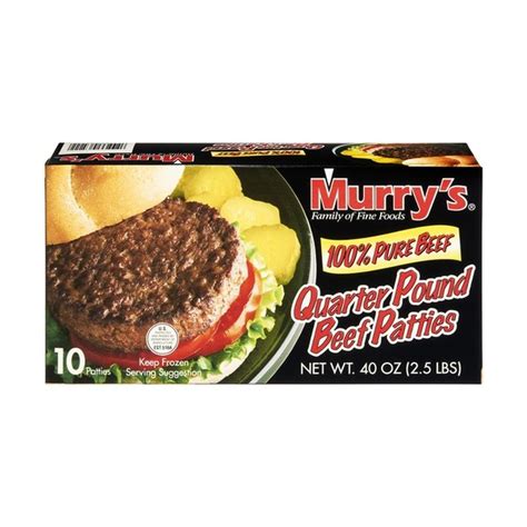 Murry's 100% Pure Beef Quarter Pound Beef Patties - 10 CT (40 oz ...