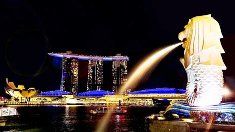 Merlion Park Singapore at Night - YouTube