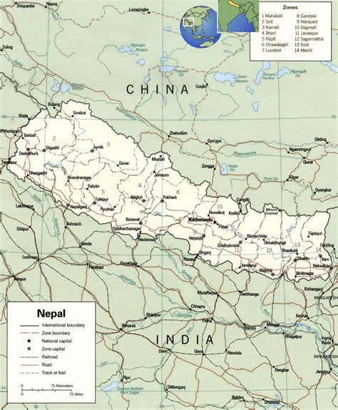 Nepal Political Map, Political Map of Nepal, Nepal Administartive Map