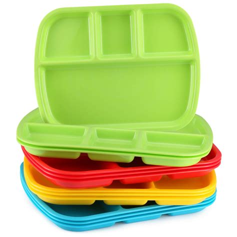 Buy 4-Compartment Divided Plastic Kids Tray - Set Of 12 Plastic lunch ...