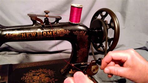 How to Wind Long Bobbin on an Antique New Home Treadle Sewing Machine ...