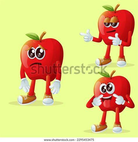 Set Cute Apple Characters Different Facial Stock Vector (Royalty Free ...