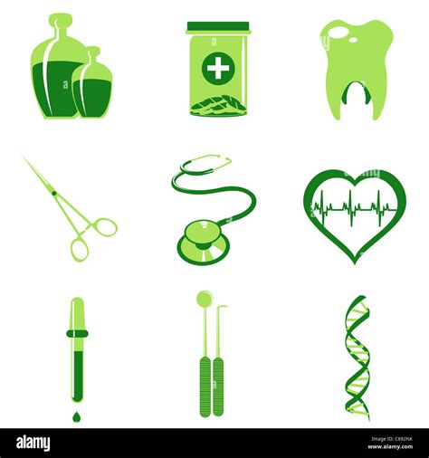 Green medical icons Stock Photo - Alamy