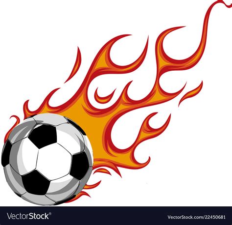 Soccer ball on fire on white Royalty Free Vector Image