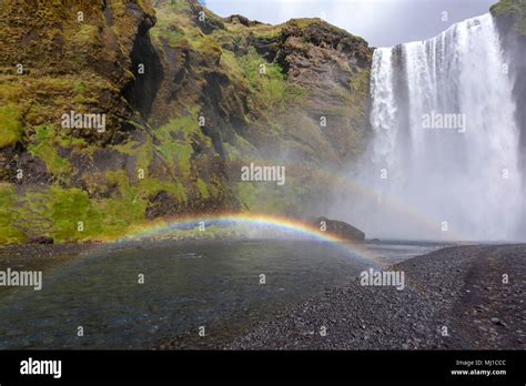 Skógafoss waterfall rainbow, Skógá River, Iceland Stock Photo - Alamy