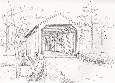 Covered Bridge Drawing at GetDrawings | Free download