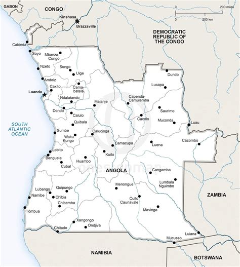 Vector Map of Angola Political | One Stop Map