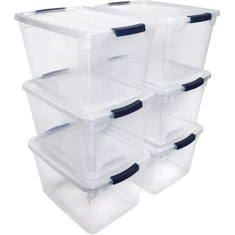 Rubbermaid Cleverstore 30 Quart Plastic Storage Tote Container with Lid ...