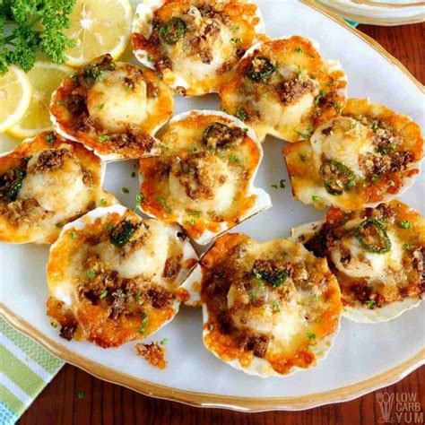 Baked Sea Scallops with Crispy Gluten Free Topping | Low Carb Yum