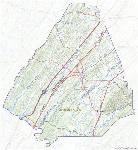 Map of McMinn County, Tennessee - Thong Thai Real