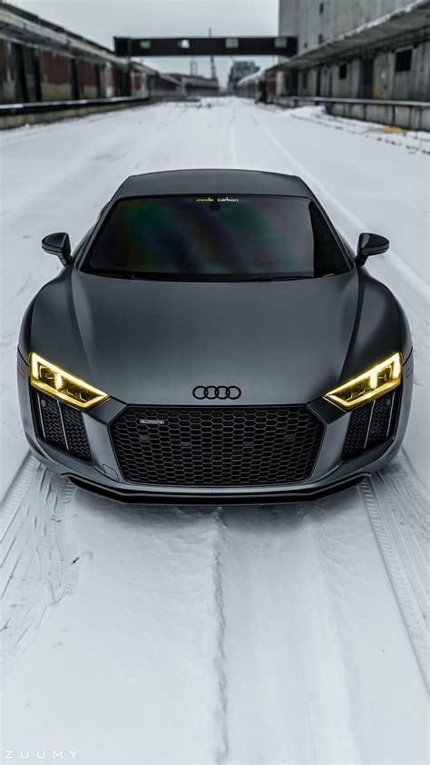 Audi R8, black, car new, snow, esports, supercar, HD phone wallpaper ...