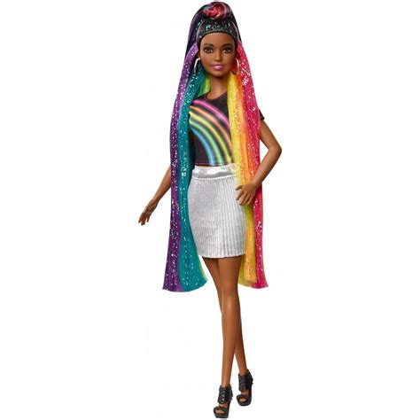 Barbie Rainbow Sparkle Hair Doll, Brunette, with Accessories - Walmart ...