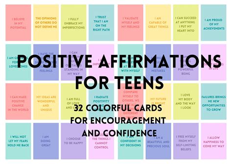 Printable Positive Affirmation Cards For Teens