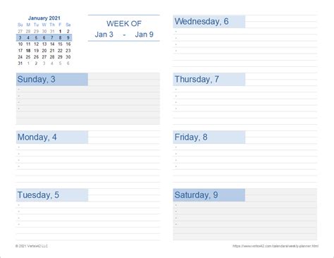 Weekly Planner Template - Free Printable Weekly Planner for Excel