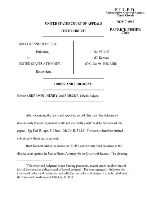 Miller v. U.S. Attorney, 10th Cir. (1997) | PDF | Prosecutor | Precedent