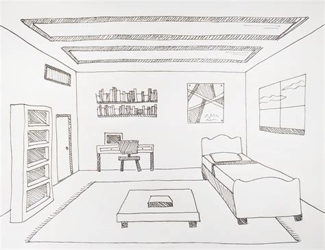 Drawing a Room Using One-Point Perspective