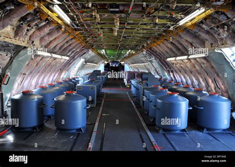 Airbus A380 interior during testing showing ballast weights to simulate ...