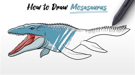 How to Draw Mosasaurus dinosaur from Jurassic World Easy Step By Step ...