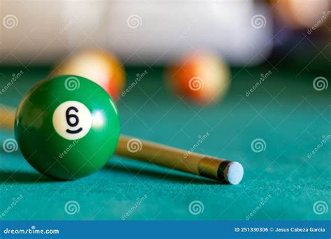 Billiard Six Ball on Pool Table Stock Photo - Image of billiards, eight ...