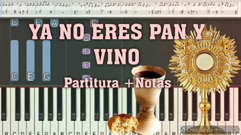 Ya no eres pan y vino tutorial en piano / Partitura y notas. Chords ...