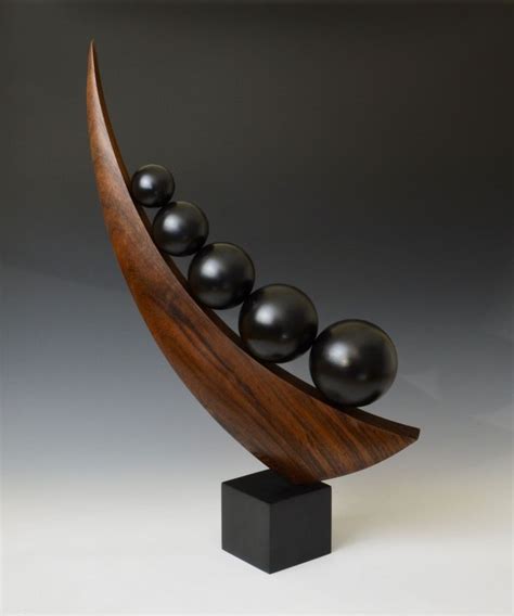 Wood Sculpture with Black Balls