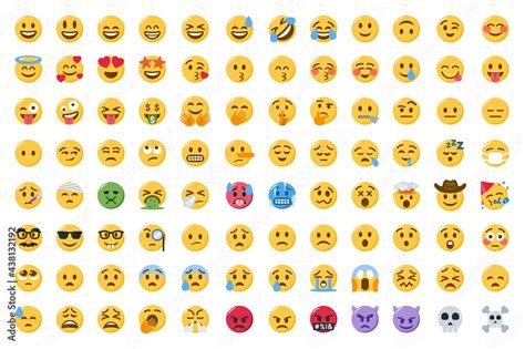 set of popular emoji face for social network - twitter emojis in ...