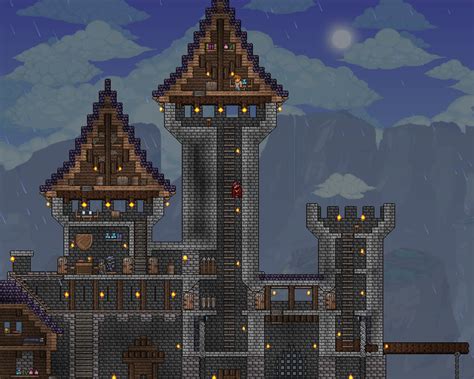 Need help with stone castle wall exterior : Terraria