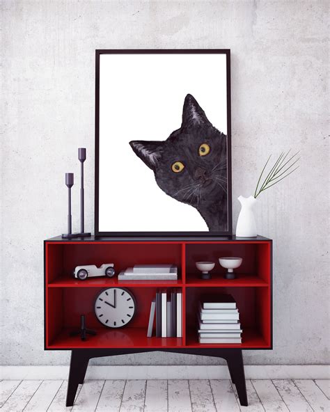 Black Cat Poster: watercolor BLACK Cat Cat - Etsy