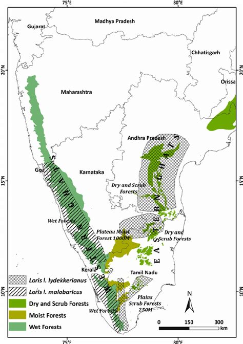 1 Map of South India showing the Western and Eastern Ghats hill systems ...