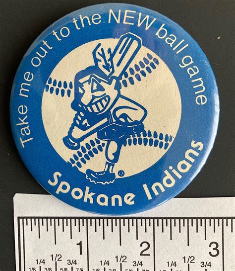 1979 Vintage Spokane Indians Baseball Pinback - Smiling Indian Logo - 3 ...