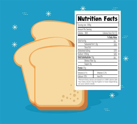 Premium Vector | Toast bread slice with nutrition facts