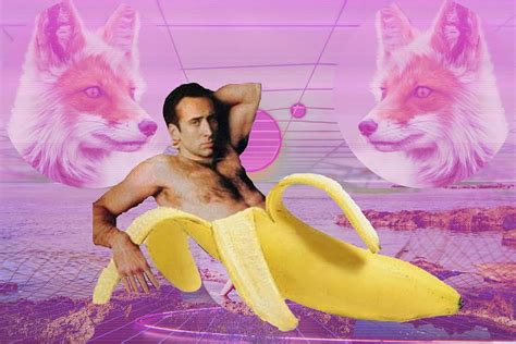 Nicholas Cage Banana Vaporwave Poster quote Painting by Marshall ...