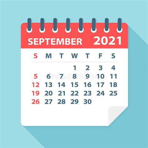 September 2021 Calendar Leaf - Vector Illustration Stock Illustration ...