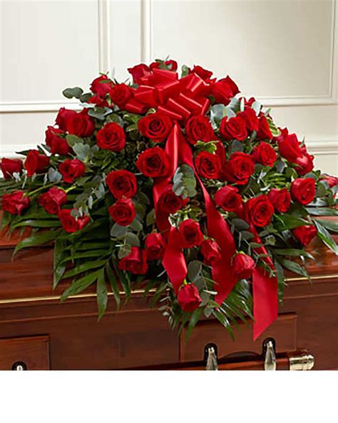 Red Rose Casket Spray – Veldkamps Funeral Flowers