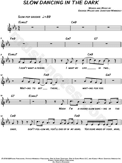 Joji "SLOW DANCING IN THE DARK" Sheet Music (Leadsheet) in Eb Major ...