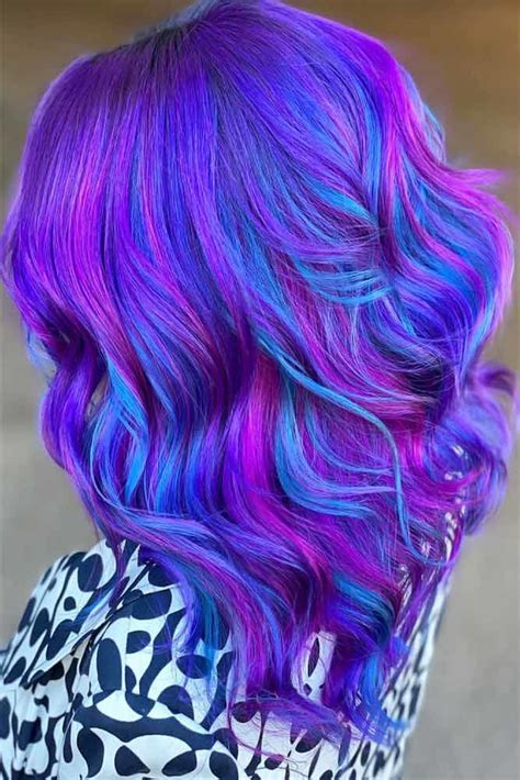 Best Purple And Blue Hair Looks | Galaxy hair color, Purple hair, Dyed hair