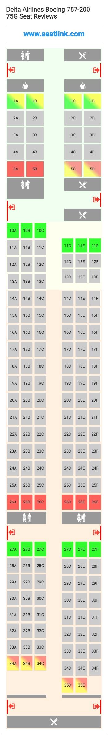 Delta Airlines Boeing 757 Seat Map