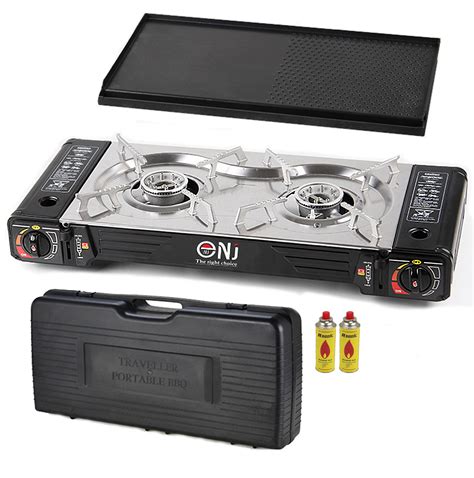 Stove + 10 Canisters NJ SG-2 Portable Camping Gas Stove Double Burner ...