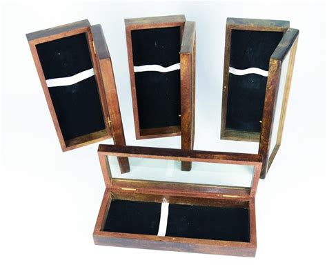 4 Dark wood and glass display coffin Style Doll Display Jewelry case ...