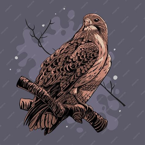 Premium Vector | Vector illustration of eagle sitting on a branch