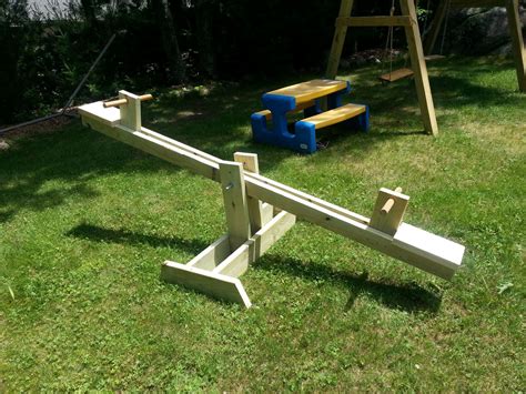 See saw for the kids. 2x4, 2x6 construction, 3" deck screws. Thanks Ana ...