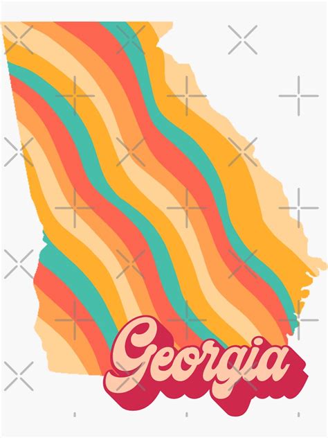 "Retro Georgia State Outline" Sticker for Sale by ecoastapparel | Redbubble