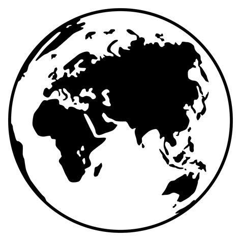 World Map on Globe Silhouette for Icon, Symbol, App, Website, Pictogram ...