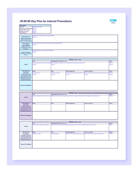 30 60 90 Day Plan Template For Managers Executives - Infoupdate.org