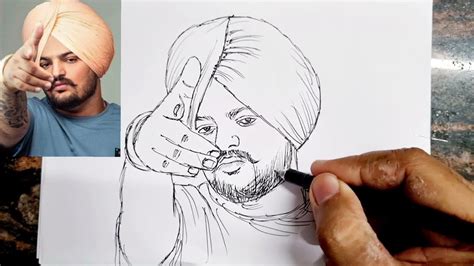 Sidhu Moose Wala Drawing || How to draw Sidhu Moose Wala || Sidhu Moose ...