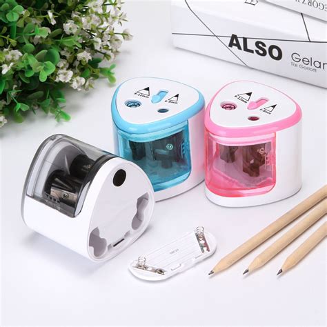 Electric Pencil Sharpener Double Hole Portable Pencil Sharpener Battery ...